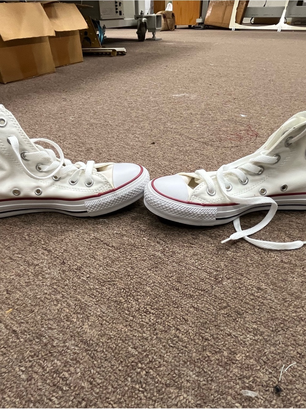 Classic White High-Top Women’s Sneakers with Red Trim